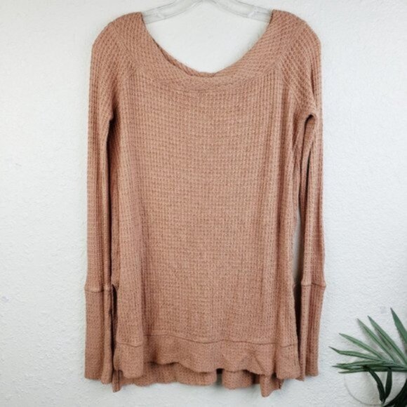 Free People Kate Thermal Tunic Top Oversized Waffle Knit size XS Bohemian - Picture 4 of 12